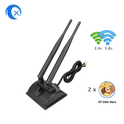 6dBi WiFi-antenne met RP-SMA-male connector 2.4GHz 5GHz Dual Band Magnetische basis voor PCI-E WiFi draadloze routers