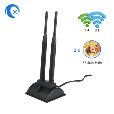6dBi WiFi-antenne met RP-SMA-male connector 2.4GHz 5GHz Dual Band Magnetische basis voor PCI-E WiFi draadloze routers